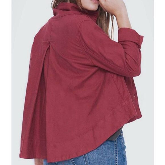 The Great Jacket Women's Medium Wine Red Swingy Army Japanese Twill Cotton - Picture 1 of 8
